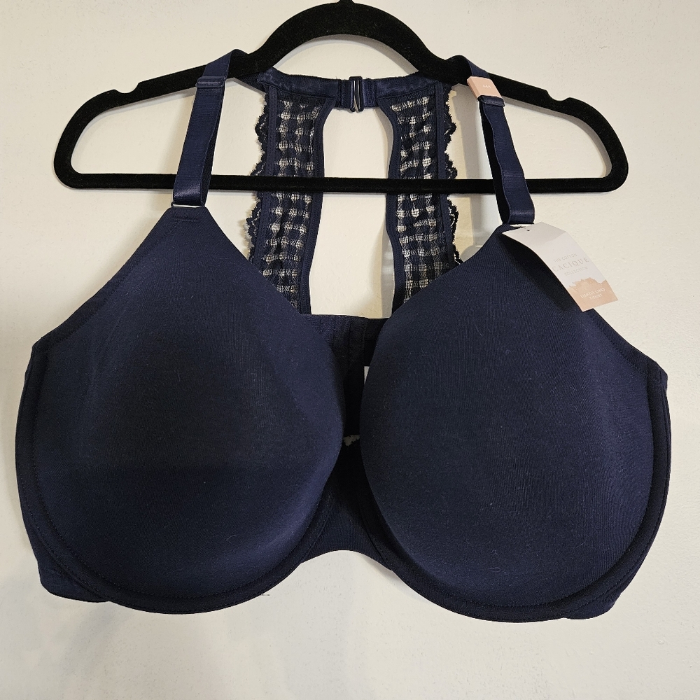 Lane Bryant Cacique lightly line cotton t shirt bra racer back with lace detail